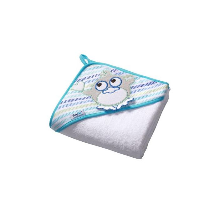 Kapuutsiga vannilina "Öökull" 100x100cm "frotte" valge