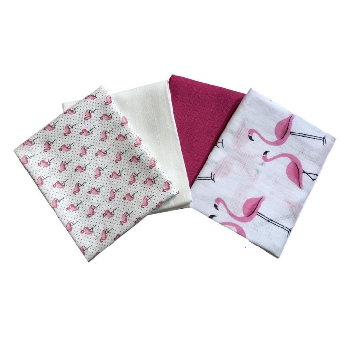 Puuvillaste mähkmete komplekt, 4 tükki, "Lovely Flamingo"