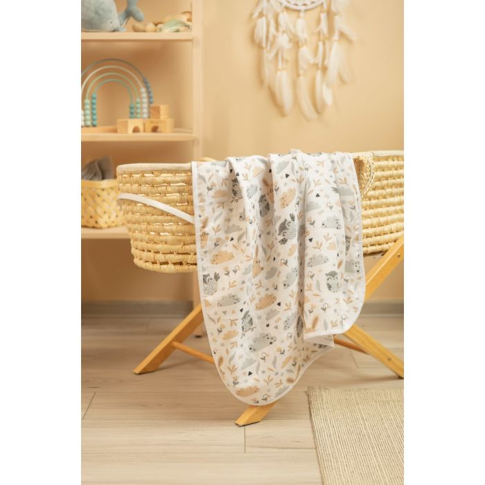 Musliin beebitekk "Light owl" 80x100 cm 