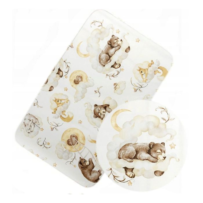 Puuvillane kummiga voodilina "Cosy clouds" beež