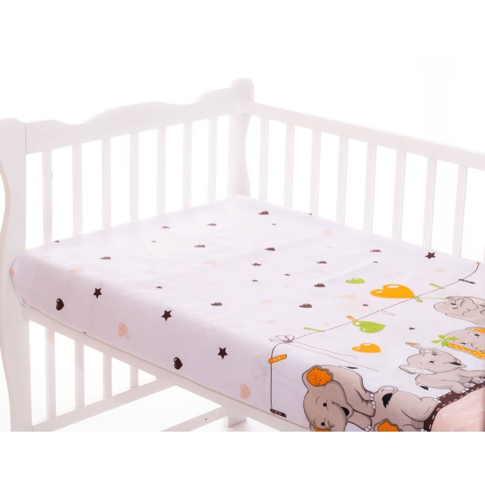 Kummiga voodilina "Happy elephants" 60x120 - puuvil