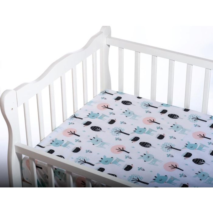 Kummiga voodilina "Rudolf" 60x120 - puuvil, valge