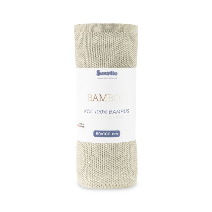 Kootud bambusviskoos beebitekk "Bamboo" 100x80 cm baby blue