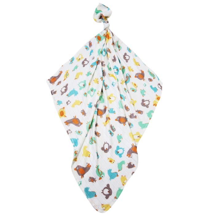 Bambusmähe "Birds" 75x75cm helekollane