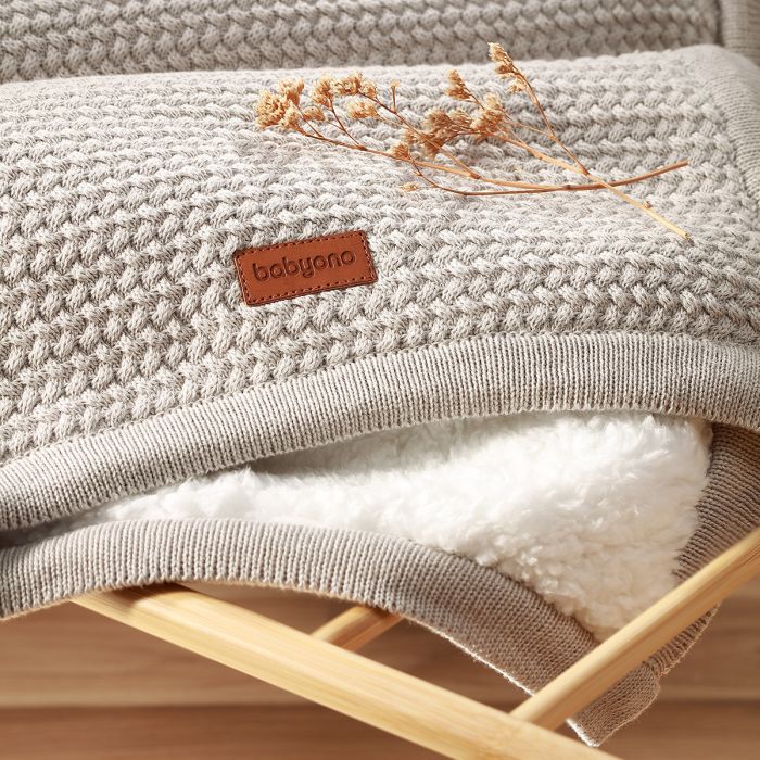 Babyono pledas medvilninis su flisu eglutė pilkas 1658