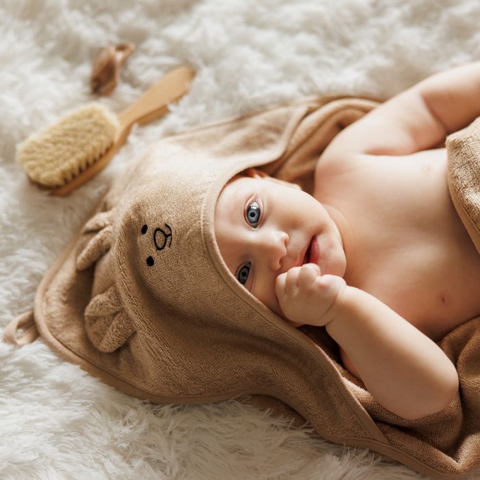 BabyOno rankšluostis su gobtuvu bambukinis 100x100 tamsiai kreminis 1553/06