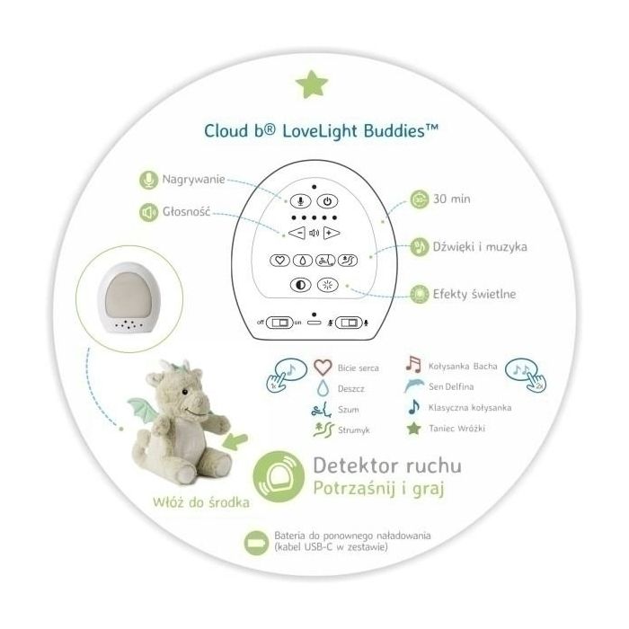 Cloud B muusikaline pehme Dragon 7701