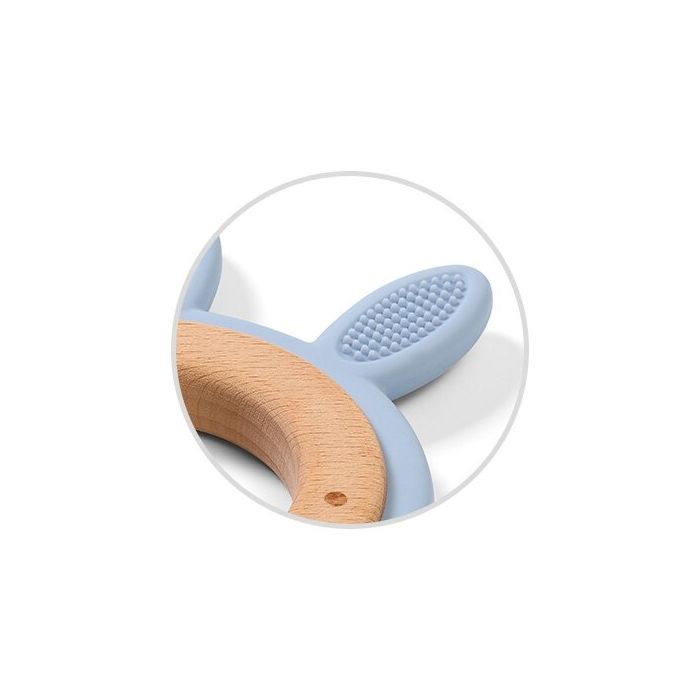 BabyOno kramtukas medinis - silikoninis, mėlynas - kiškis, 1076/03