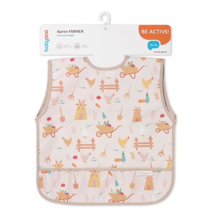 Babyono prijuostė neperšlampama su kišene nuo 6 mėn ūkininkas oranžinis 1641/02