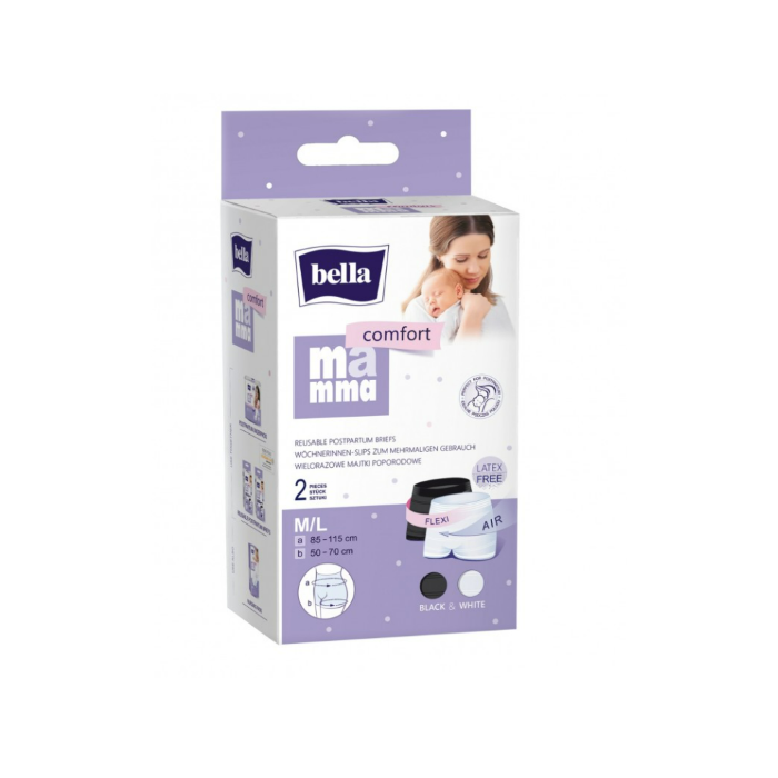 Taaskasutatavad aluspüksid peale sünnitust Bella Comfort 2tk must/valge
