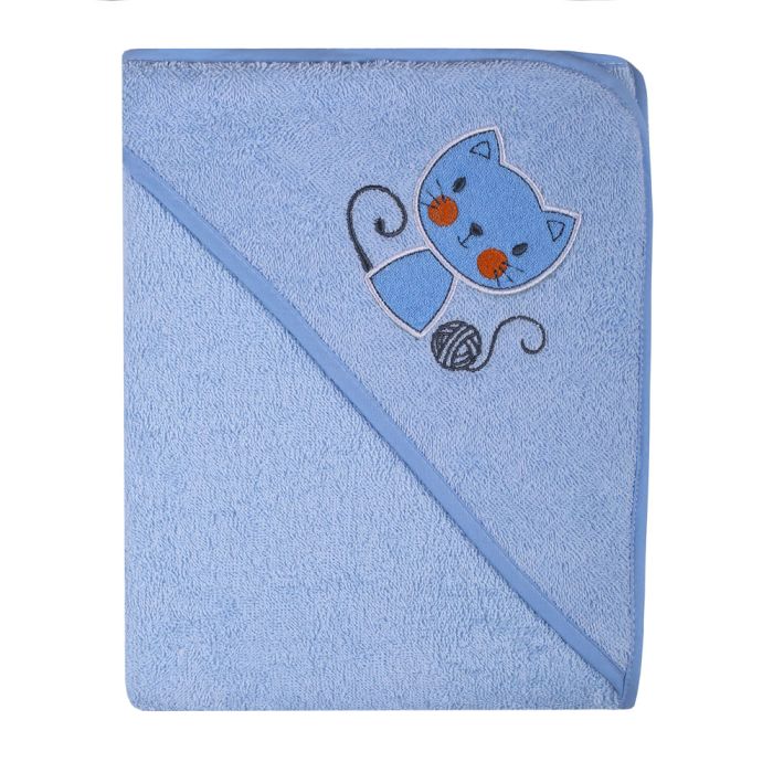 Kapuutsiga vannilina "Kitty" 80x80cm "termofrotte" sinine