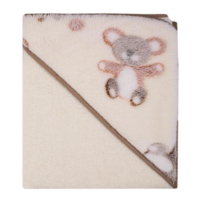 Kapuutsiga vannilina "Bear" 100x100cm "frotte" helekollane