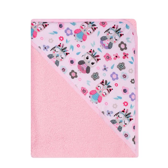 Kapuutsiga vannilina "Owl" 80x80 cm "frotte" 