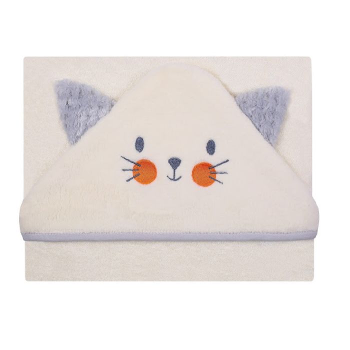 Kapuutsiga vannilina "Cat" 100x100cm "frotte" helekollane