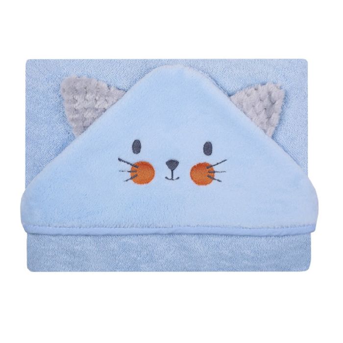 Kapuutsiga vannilina "Cat" 100x100cm "frotte" sinine