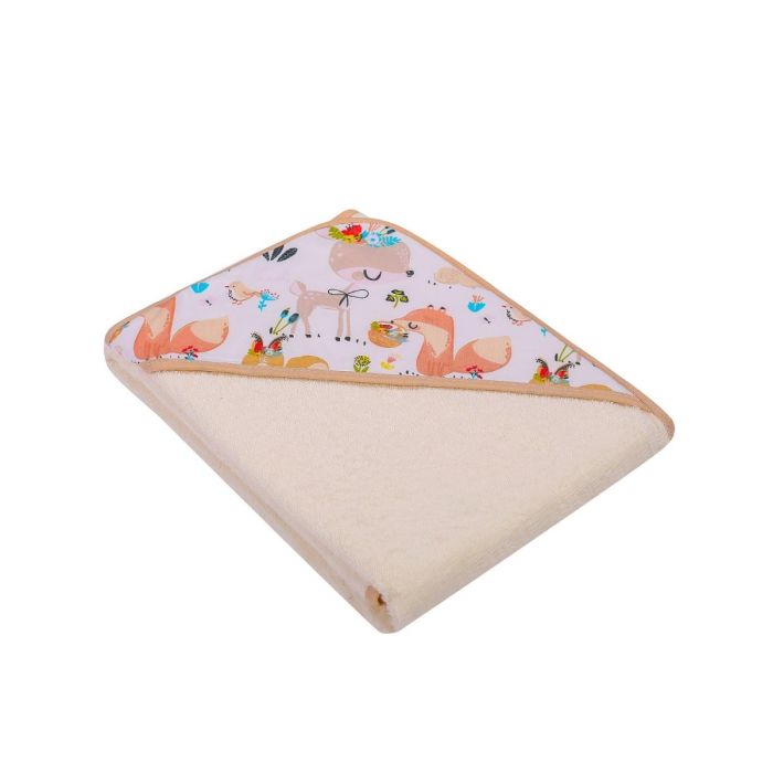 Kapuutsiga vannilina "Best friends" 80x80 cm "frotte" helekollane