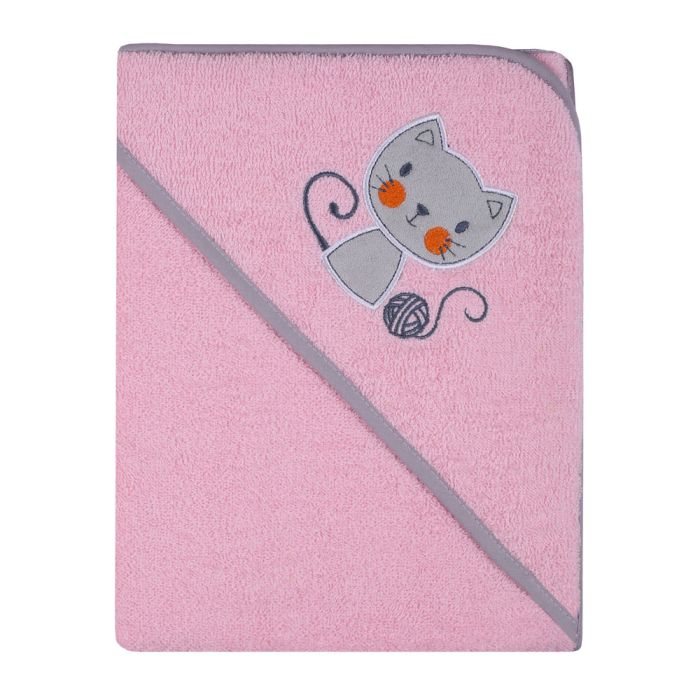 Kapuutsiga vannilina "Kitty" 80x80cm "frotte" roosa