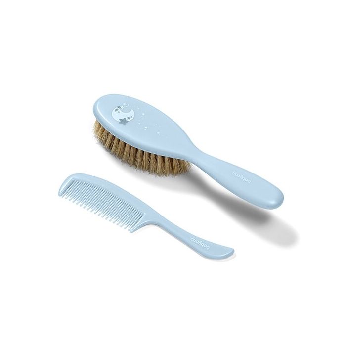 Babyono natūralių šerių plaukų šepetys šukutės mėlynas 567/04