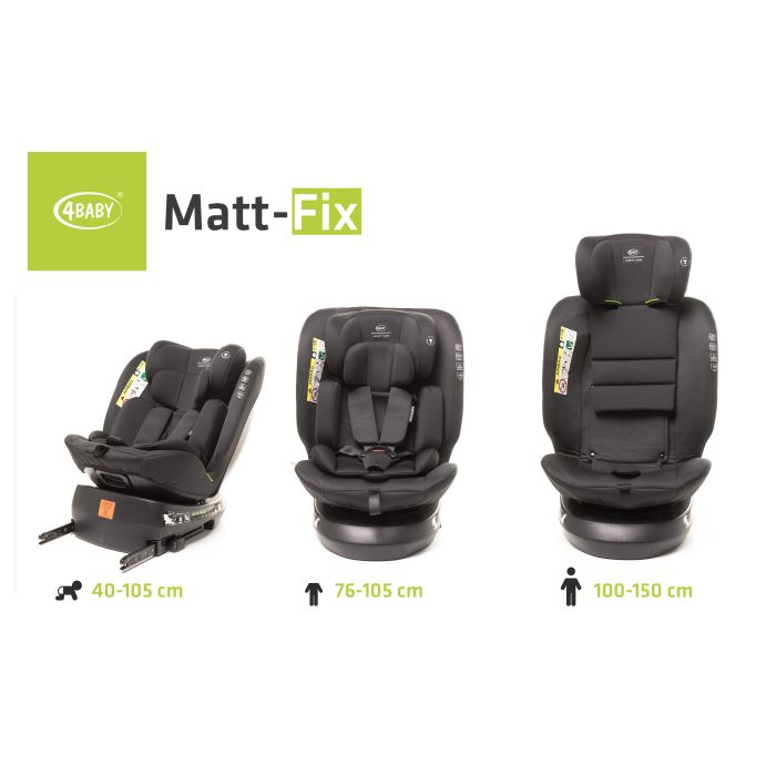 4Baby autokėdutė MATT-FIX 40-150CM I-SIZE juoda