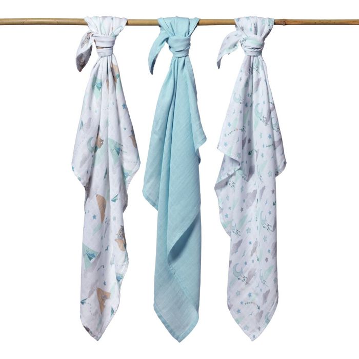 BabyOno vystyklai bambukiniai 3 vnt mėlyni 397/12