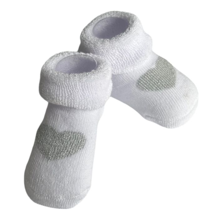 Puuvillased beebisokid 0-6 k, Hearts white