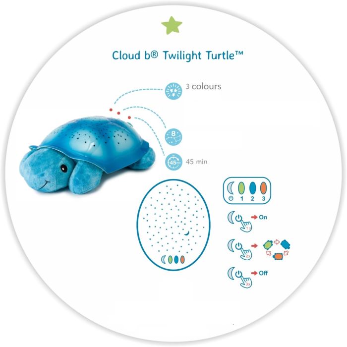 Öölamp Cloud B Twilight Turtle mint