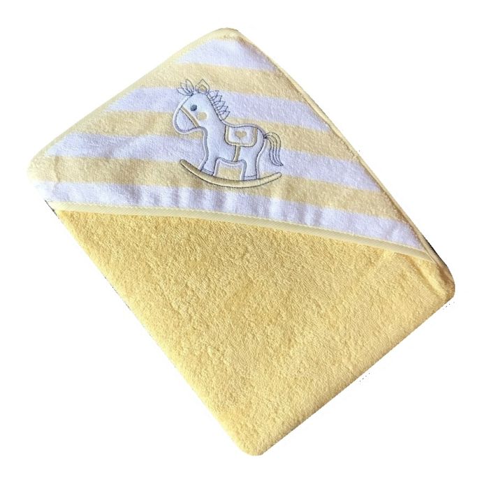 Kapuutsiga vannilina "Baby" 100x100cm "frotte" kollane