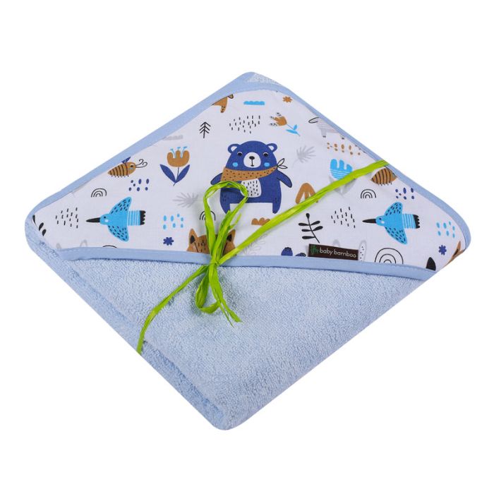 Kapuutsiga rätik 100x100 cm "Baby bamboo" karuga