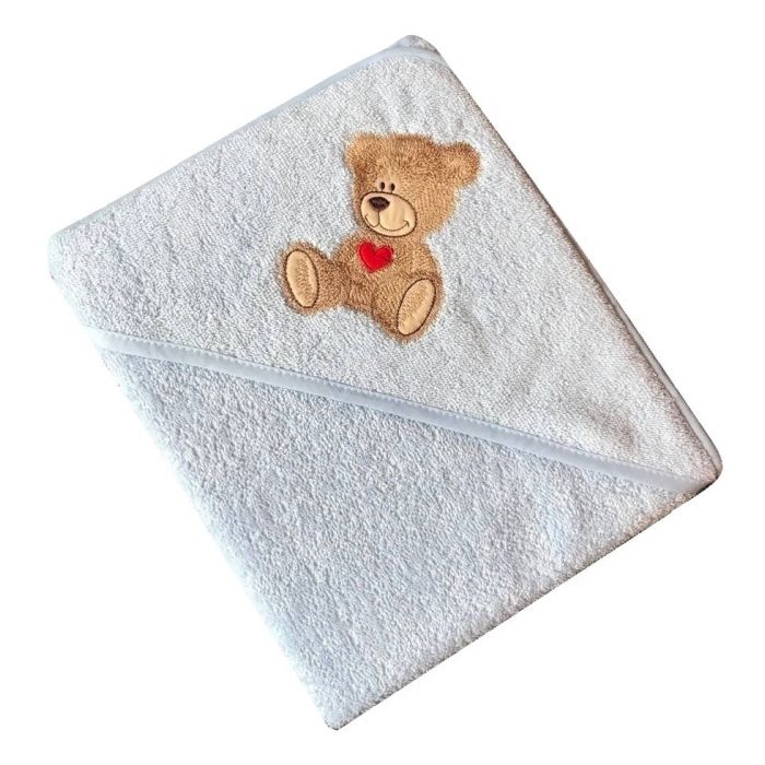 Kapuutsiga vannilina "Teddy bear" 80x80cm "termofrotte" sinine