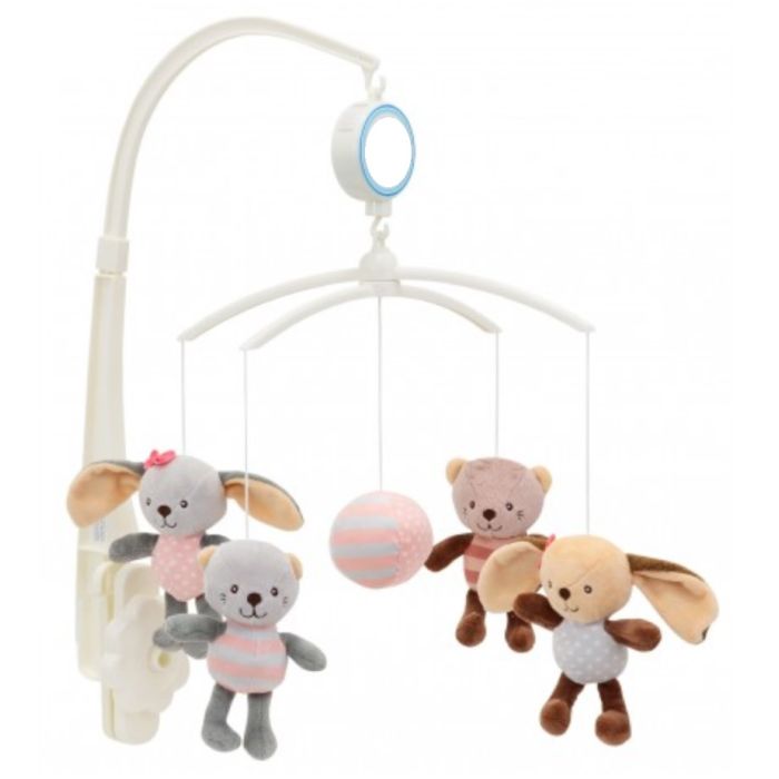 Pasteliniai zuikučiai - muzikinė karuselė kūdikiui