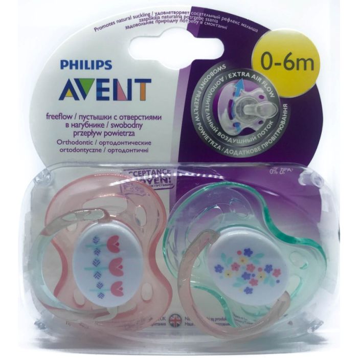 Lutt AVENT "FreeFlow" ortodontiline 0-6k, 2 tk