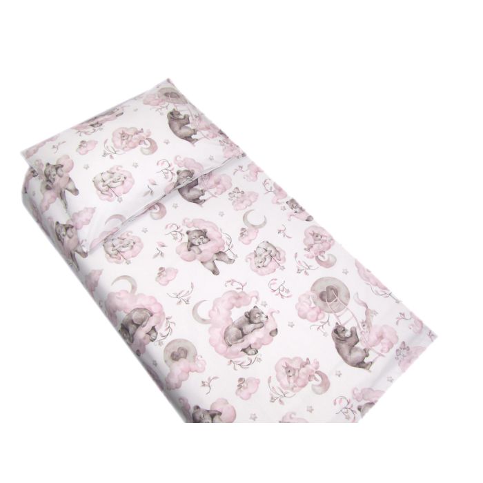 Voodipesu beebidele 135x100 "Cosy clouds" roosa