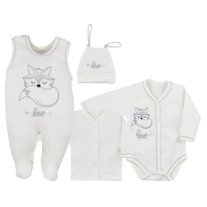 Komplekt vastsündinule 4-e osaline "Fox" valge