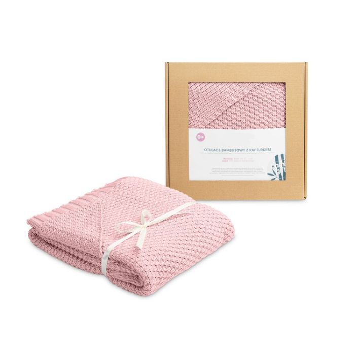 Kootud bambusviskoos beebitekk "Baby" 90x85 cm roosa