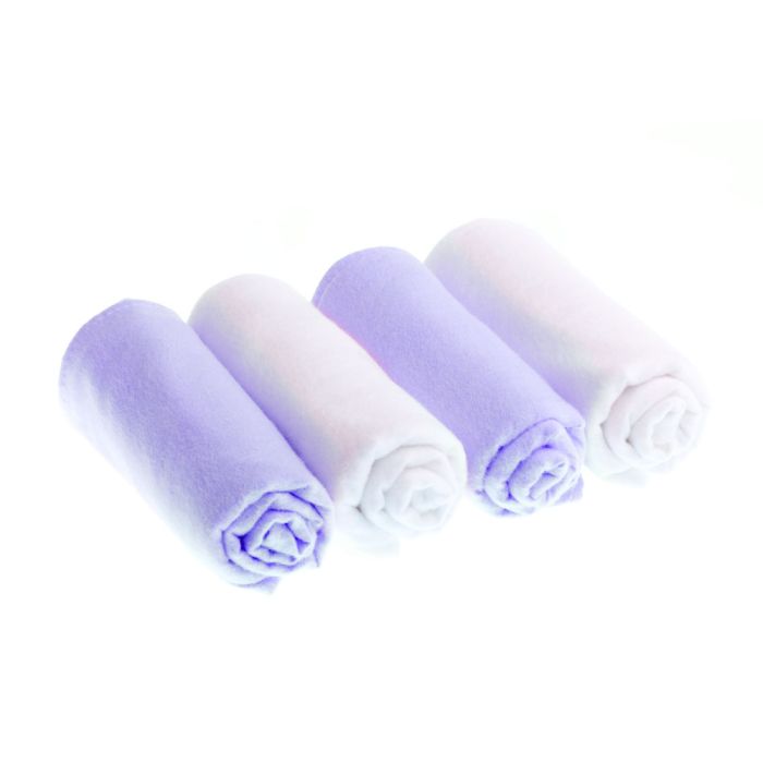 Flanelinių vystklų komplektas 4 dalių violetinės sp.