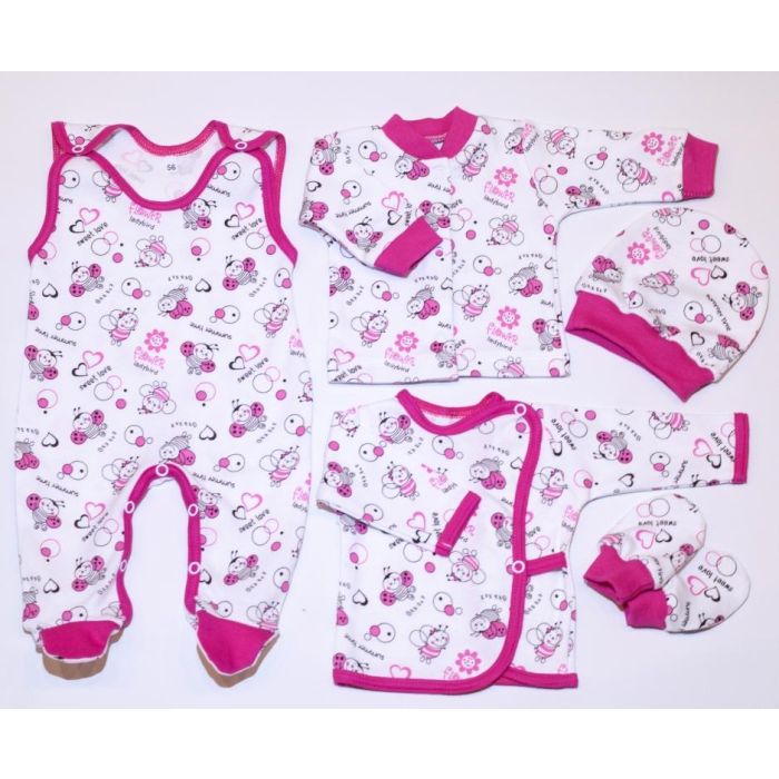 Komplekt vastsündinule 5-e osaline "Lady bug" roosa