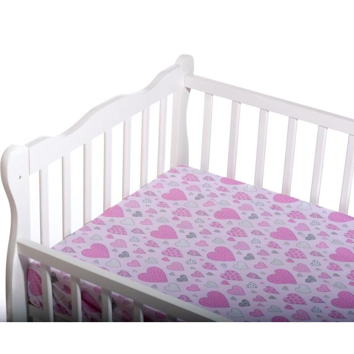 Kummiga voodilina "Hearts" 60x120 - puuvil