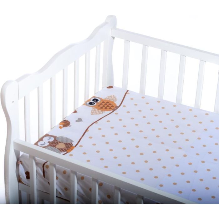 Kummiga voodilina "Owls" 60x120 - puuvil