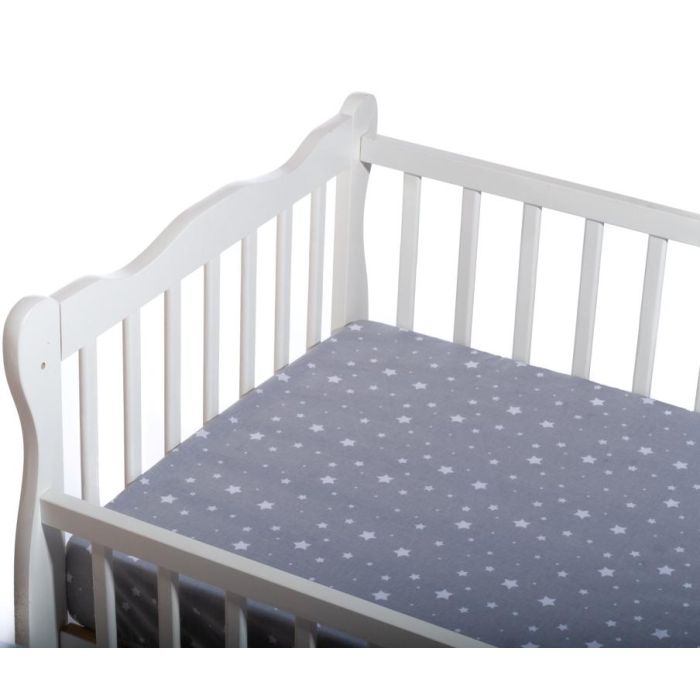 Kummiga voodilina "Stella" 60x120 - puuvil, hall