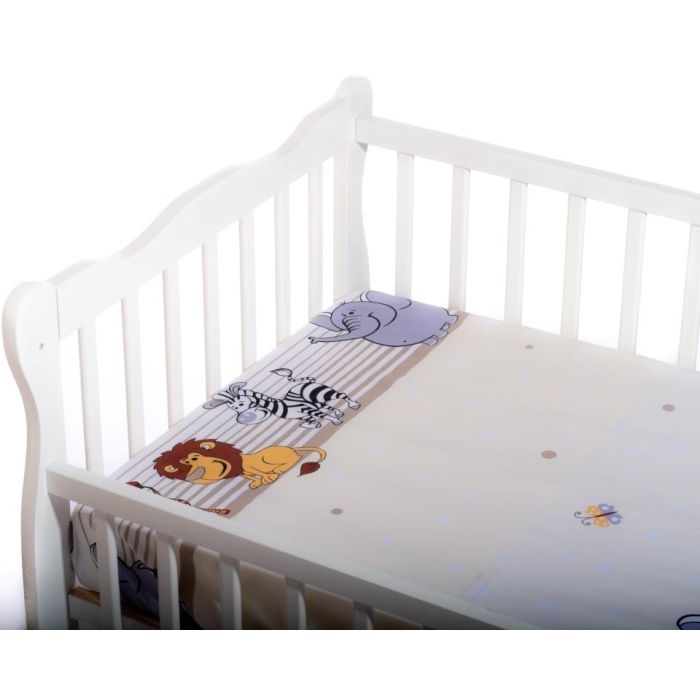 Kummiga voodilina "Zoo" 60x120 - puuvil