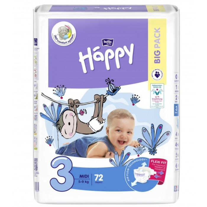 Mähkmed väikelastele BELLA Midi "3" 5-9 kg 72 tk