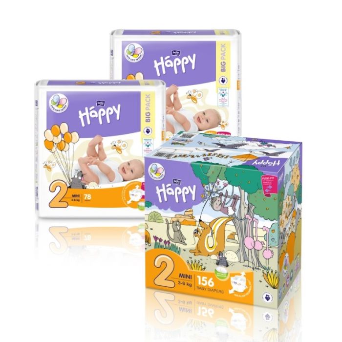 Mähkmed väikelastele BELLA Mini "2" 3-6 kg 156 tk 
