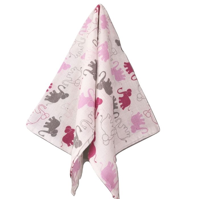 Puuvillased marlirätid mähkmed Lux 60x80cm "Zoo" roosa 1tk