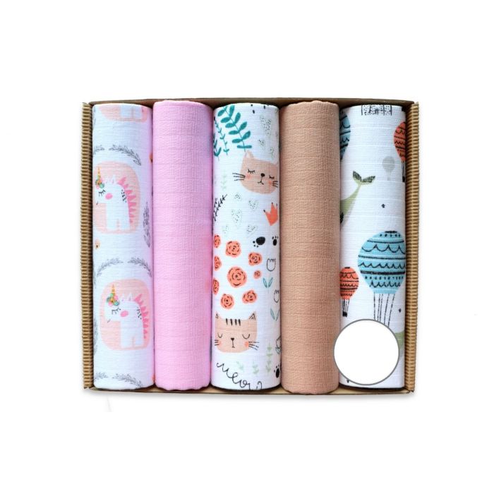 Vystyklai kūdikiui - 5 dalių komplektas "Nr 2". Merliukai spalvoti.