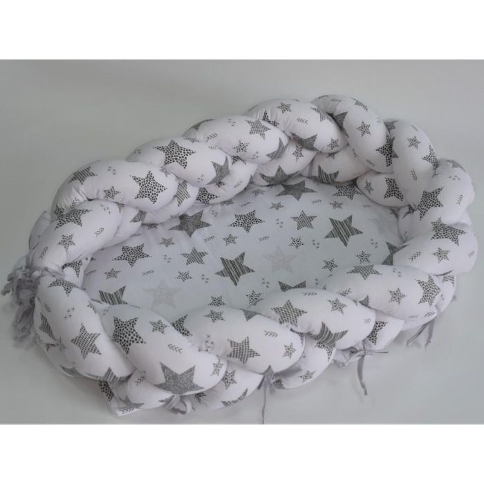 2in1 Beebipesa - Voodipehmendus beebile "Galaxy white" valge