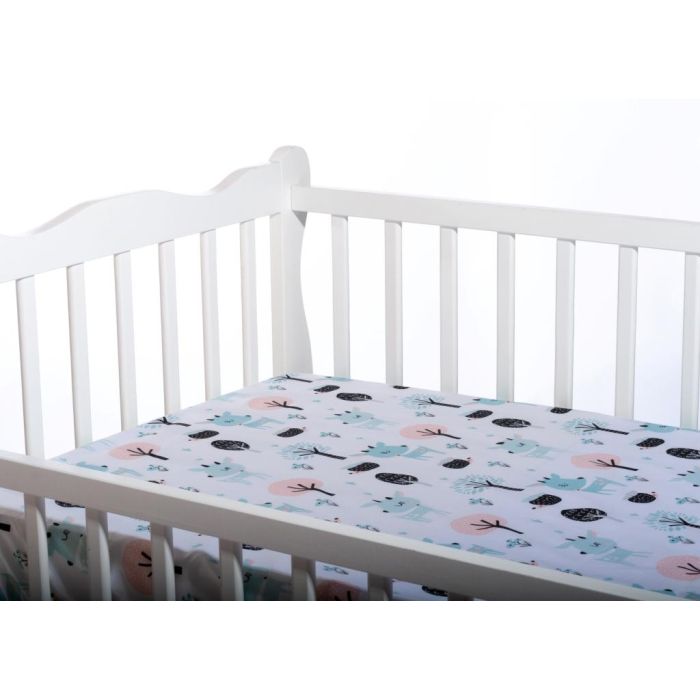 Kummiga voodilina "Rudolf" 60x120 - puuvil, valge