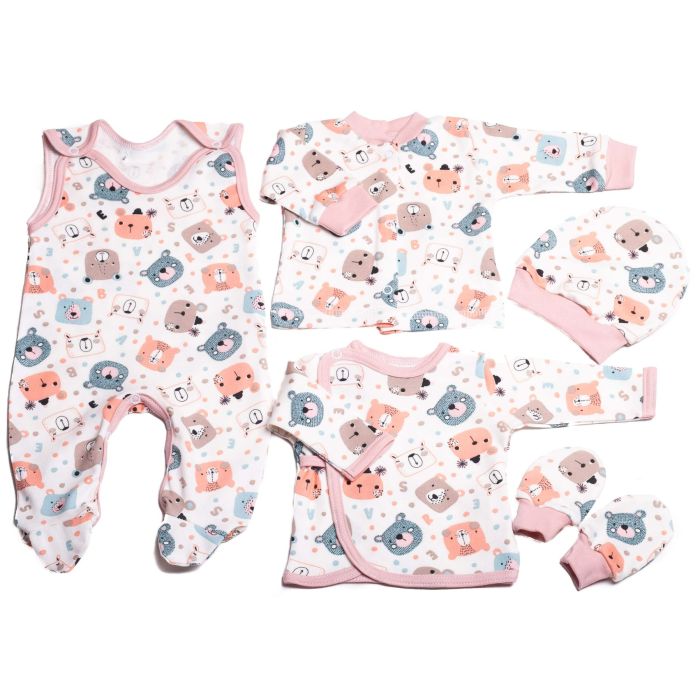 Komplekt vastsündinule 5-e osaline "Teddy pink"  
