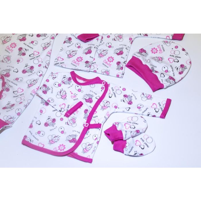 Komplekt vastsündinule 5-e osaline "Lady bug" roosa