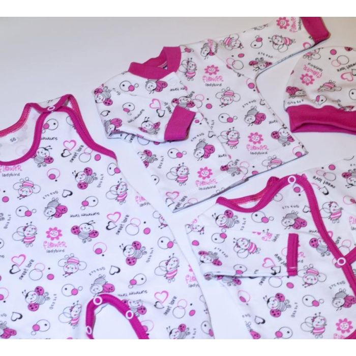 Komplekt vastsündinule 5-e osaline "Lady bug" roosa