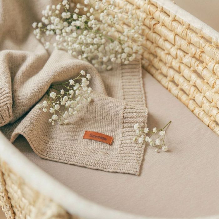 Kootud beebitekk "Merino" 90x75 cm light beige